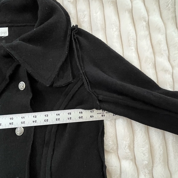 Soft Surroundings Black Double Breasted Boiled Wool Moto Jacket Size XS - Picture 14 of 16